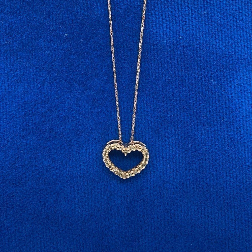 💛 10k Rose Gold Diamond Heart Necklace